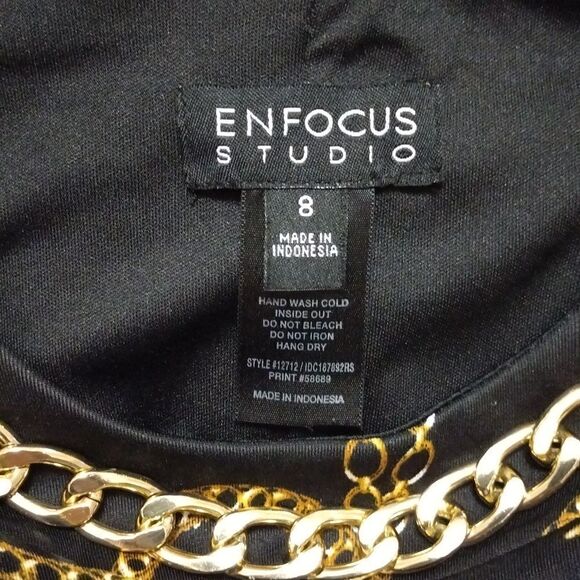 Enfocas Studio Chain Link Sleeveless Pleated Dress Sz 8 - Picture 5 of 6